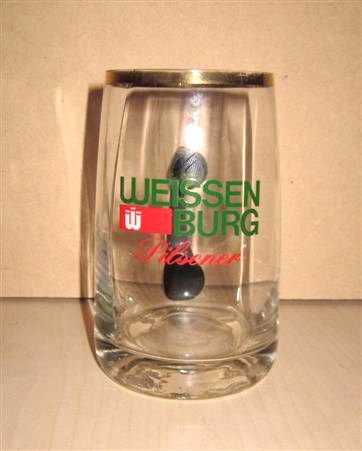 beer glass from the Weissenburg brewery in Germany with the inscription 'Weissen Burg Pilsener'