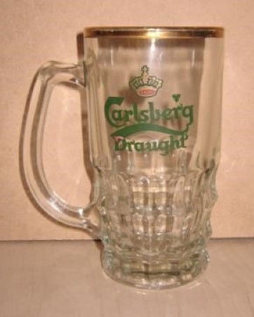 beer glass from the Carlsberg brewery in Denmark with the inscription 'Carlsberg Draught'
