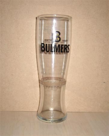 beer glass from the Bulmers brewery in England with the inscription 'Estd B 1887 Bulmers Five Generations Of Expertise Cider Makers Of Hereford'