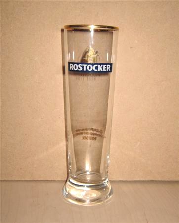 beer glass from the Hanseatische  brewery in Germany with the inscription 'Rostocker Seit 1878'