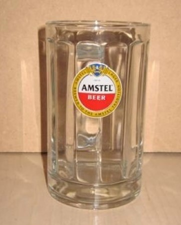 beer glass from the Amstel brewery in Netherlands with the inscription '1870 Amstel Beer Amstel Lager Brewed To The Amstel Tradition'