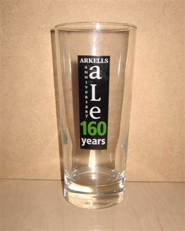 beer glass from the Arkell's  brewery in England with the inscription 'Arkell's Anniversary Ale 160 Years'
