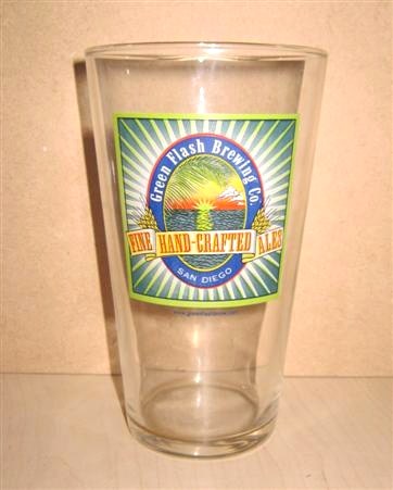 beer glass from the Green Flash Brewing Co brewery in U.S.A. with the inscription 'Green Flash Brewing Co. Fine Hand Crafted Ales. San Diego.'