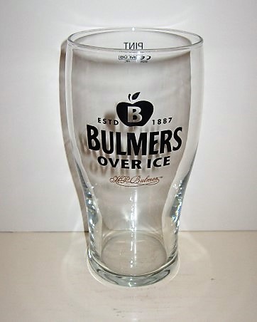 beer glass from the Bulmers brewery in England with the inscription 'Estd 1887 B Bulmers Over Ice'
