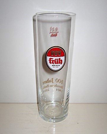 beer glass from the Clner Hofbru P. Josef Frh brewery in Germany with the inscription 'Fruh Kolsch Seit 1904'