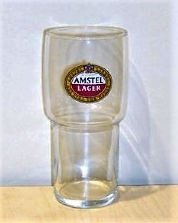 beer glass from the Amstel brewery in Netherlands with the inscription 'Amstel Lager'