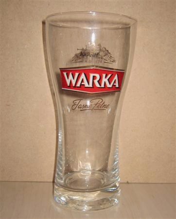 beer glass from the Warka brewery in Poland with the inscription 'Warka Jasne Pelne'