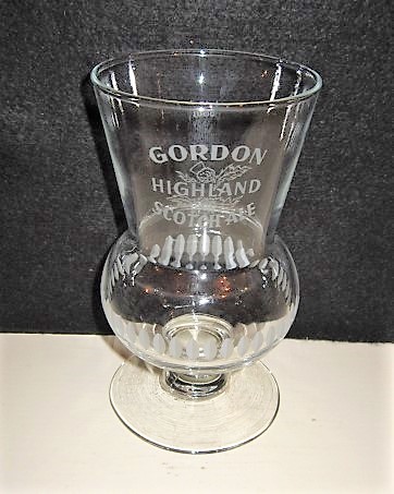 beer glass from the John Martin brewery in Belgium with the inscription 'Gordon Highland Scotch Ale'