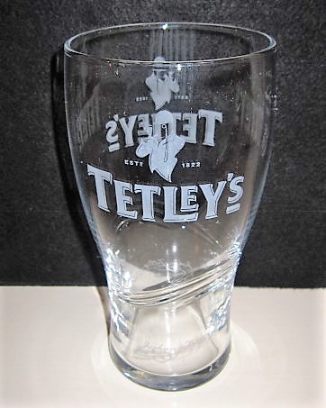beer glass from the Tetley's brewery in England with the inscription 'Est 1822 Tetley's Joshua Tetley'