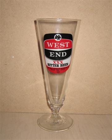 beer glass from the South Australian Brewing Co Ltd   brewery in Australia with the inscription 'West End XXX Bitter Beer. South Australian Brewing Co Ltd  '