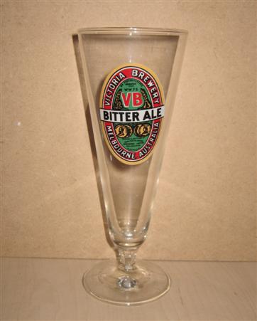 beer glass from the Victoria Brewery brewery in Australia with the inscription 'Victoria Brewery VB Bitter Ale Melbourne Australia'