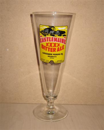 beer glass from the Castlemaine brewery in Australia with the inscription 'Castlemaine XXXX Bitter Ale Castlemain Perkins Ltd Brisbane'