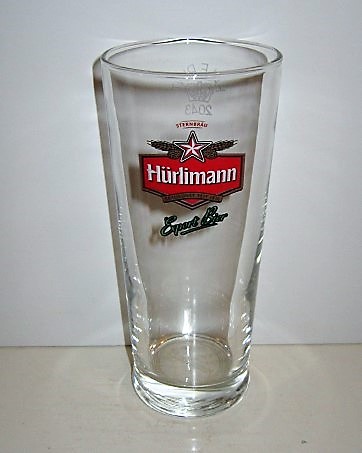 beer glass from the  Hurlimann brewery in Switzerland with the inscription 'Sternbrau Hurlimann Braukunst Seit 1836 Export Bier'