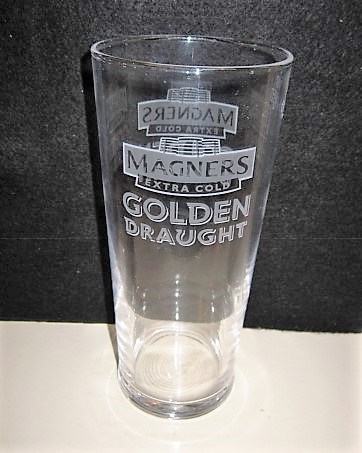 beer glass from the Magners brewery in Ireland with the inscription 'Magners Extra Cold Golden Draught'