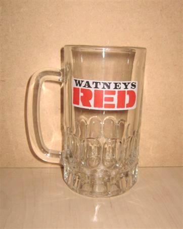 beer glass from the Watney Mann brewery in England with the inscription 'Watneys Red'
