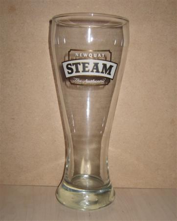 beer glass from the Redruth brewery in England with the inscription 'Newquay Steam The Authentic'
