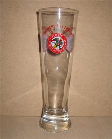 beer glass from the Huyghe brewery in Belgium with the inscription 'White Fruitsbeers Floris Witbier Huyghe Blanche'