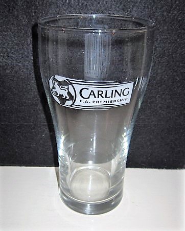 beer glass from the Carling brewery in Canada with the inscription 'Carling F.A Premiership'