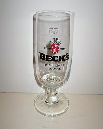 beer glass from the Beck & Co. brewery in Germany with the inscription 'Beck's Spitzen Pilsener Von Welt'