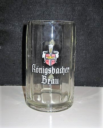 beer glass from the Konigsbacher brewery in Germany with the inscription 'Konigsbacher'
