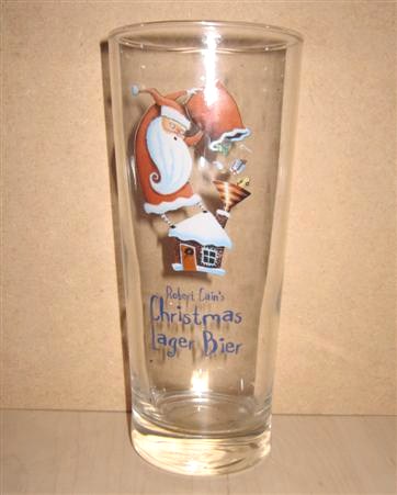 beer glass from the Robert Cain's brewery in England with the inscription 'Robert Cain's Christmas Lager Bier'