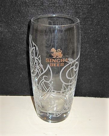 beer glass from the Singha brewery in Thailand with the inscription 'Singha Beer'