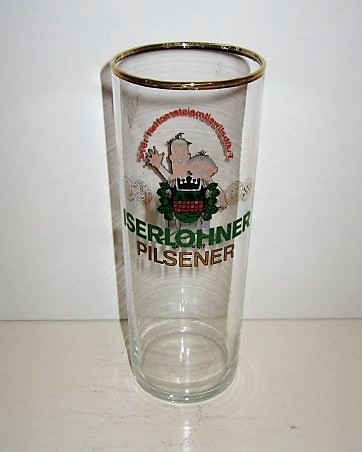 beer glass from the Iserlohner  brewery in Germany with the inscription 'Iserlohner Pllsener'