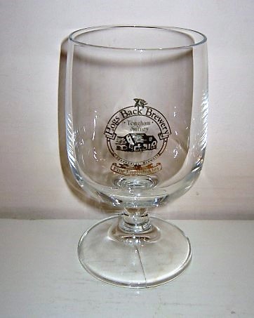 beer glass from the Hogs Back brewery in England with the inscription 'Hogs Back Brewery Tongham Surrey Fine English Ales'