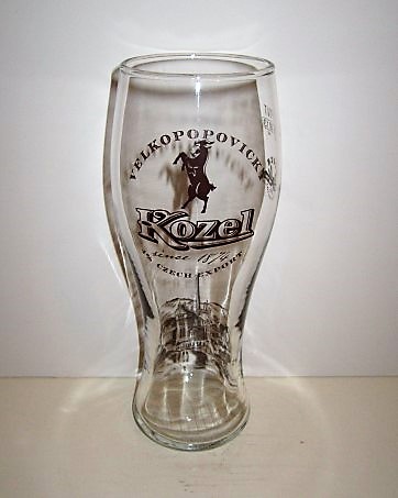 beer glass from the Velke Popovicky Kozel brewery in Czech Republic with the inscription 'Kozel Since 1874 Velkopopovicky'