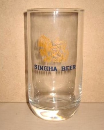 beer glass from the Singha brewery in Thailand with the inscription 'Singha Beer'