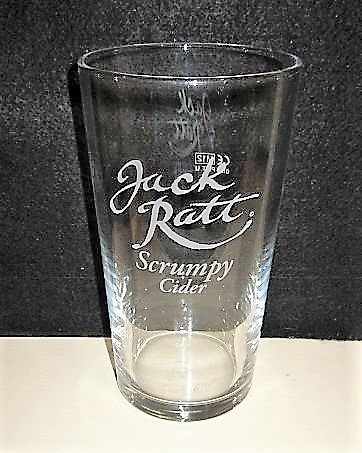 beer glass from the Lyme Bay Winery brewery in England with the inscription 'Jack Ratt Scrumpy Cider'