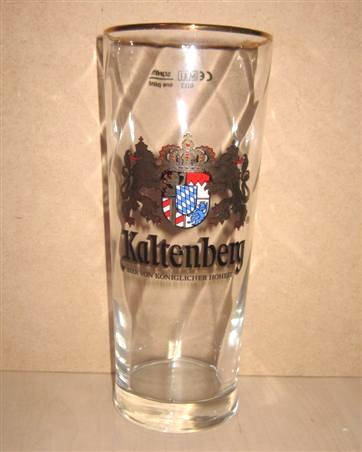 beer glass from the Kaltenberg brewery in Germany with the inscription 'Kaltenberg Bier Von Koniglicher Hoheit '