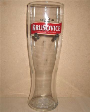 beer glass from the Krusovice brewery in Czech Republic with the inscription '1581 Krusovice'