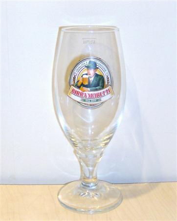 beer glass from the Moretti brewery in Italy with the inscription 'Birra Moretti Dal 1859'