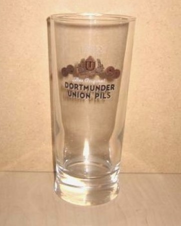 beer glass from the Dortmunder Union  brewery in Germany with the inscription 'Das Original Dortmunder Union Pils'