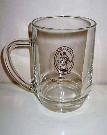 beer glass from the Greene King brewery in England with the inscription 'Green King 1799 Fine Ale. Brewing Great British Beer Si nce 1799'