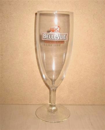 beer glass from the Belle vue brewery in Belgium with the inscription 'Belle-vue Framboise'