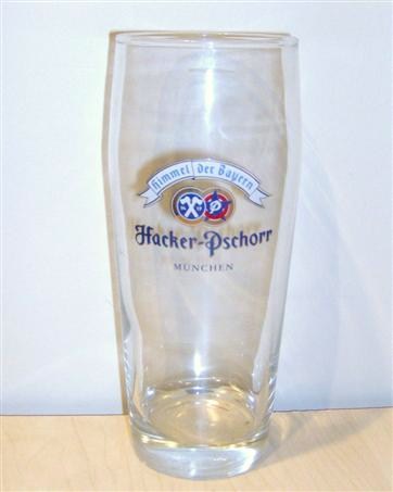 beer glass from the Hacker-Pschorr brewery in Germany with the inscription 'Himmel Der Bayern Hacker-Pschorr Munchen '