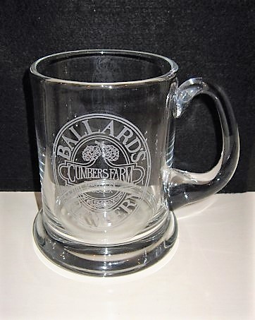 beer glass from the Ballard's  brewery in England with the inscription 'Ballard's Brewery Cumbers Farm Trotton Sussex'