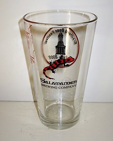 beer glass from the Salamander Brewing Company brewery in England with the inscription 'Salamander Brewing Company'