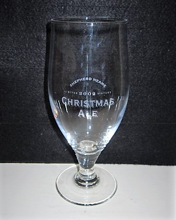 beer glass from the Shepherd Neame brewery in England with the inscription 'Shepherd Neame Limited 2002 Vintage Christmas Ale'