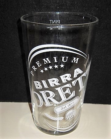 beer glass from the Poretti brewery in Italy with the inscription 'Premium Birra Poretti Dal 1877 A Taste Of Real Italy'