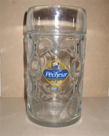 beer glass from the Fischer brewery in France with the inscription 'Pecheur Biere Blond D' Alsace'