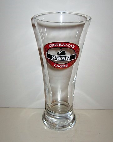 beer glass from the Swan brewery in Australia with the inscription 'Australia Swan Lager'