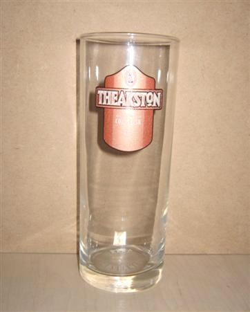 beer glass from the Theakston's  brewery in England with the inscription 'Est 1827 The Seal Of The Peculier Theakston. All The Taste Of Cool Cask'