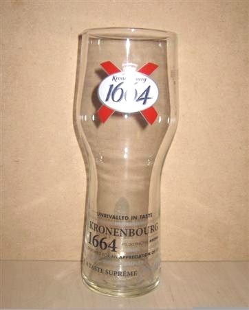 beer glass from the Kronenbourg brewery in France with the inscription 'Kronenbourg 1664 '