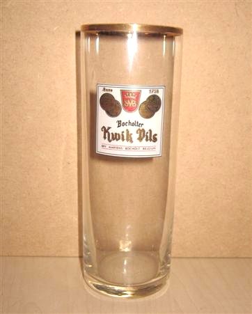 beer glass from the Martens brewery in Belgium with the inscription 'Anno 1758 Bocholter Kwik Pils. Bry Martens Bocholt Belguim'