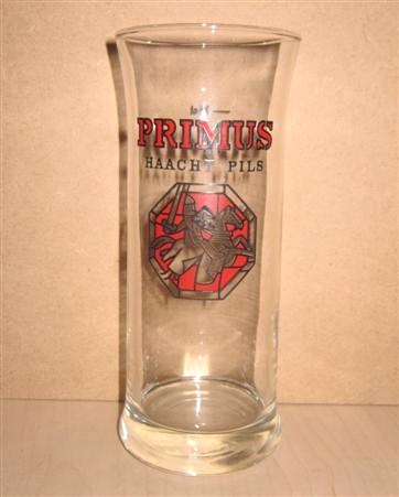 beer glass from the  Haacht brewery in Belgium with the inscription 'Primus Haacht Pils'