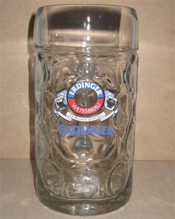 beer glass from the Erdinger  brewery in Germany with the inscription 'Erdinger Weissbru In Bayern Gebraut. Erdinger '