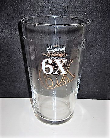 beer glass from the Wadworth brewery in England with the inscription 'Wadworth 6x'